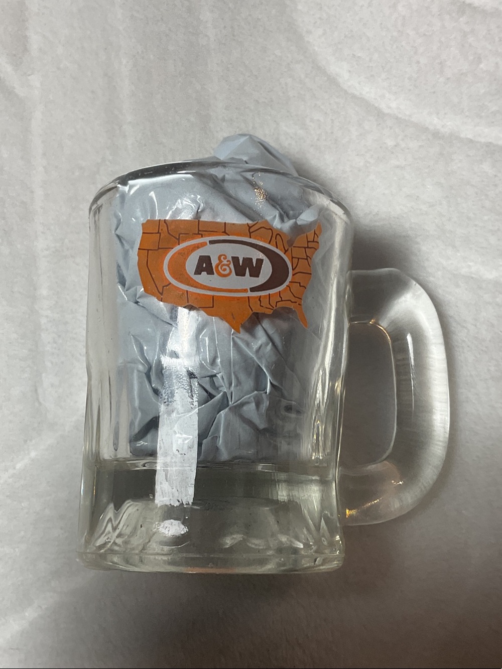A&W vintage USA flag mini mug glass